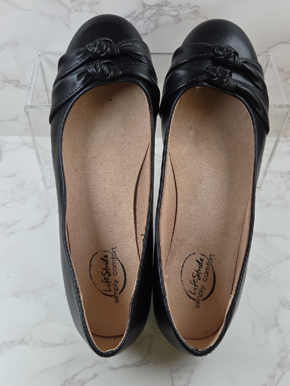 Life Stride Black Knot-Accent Ballet Flats